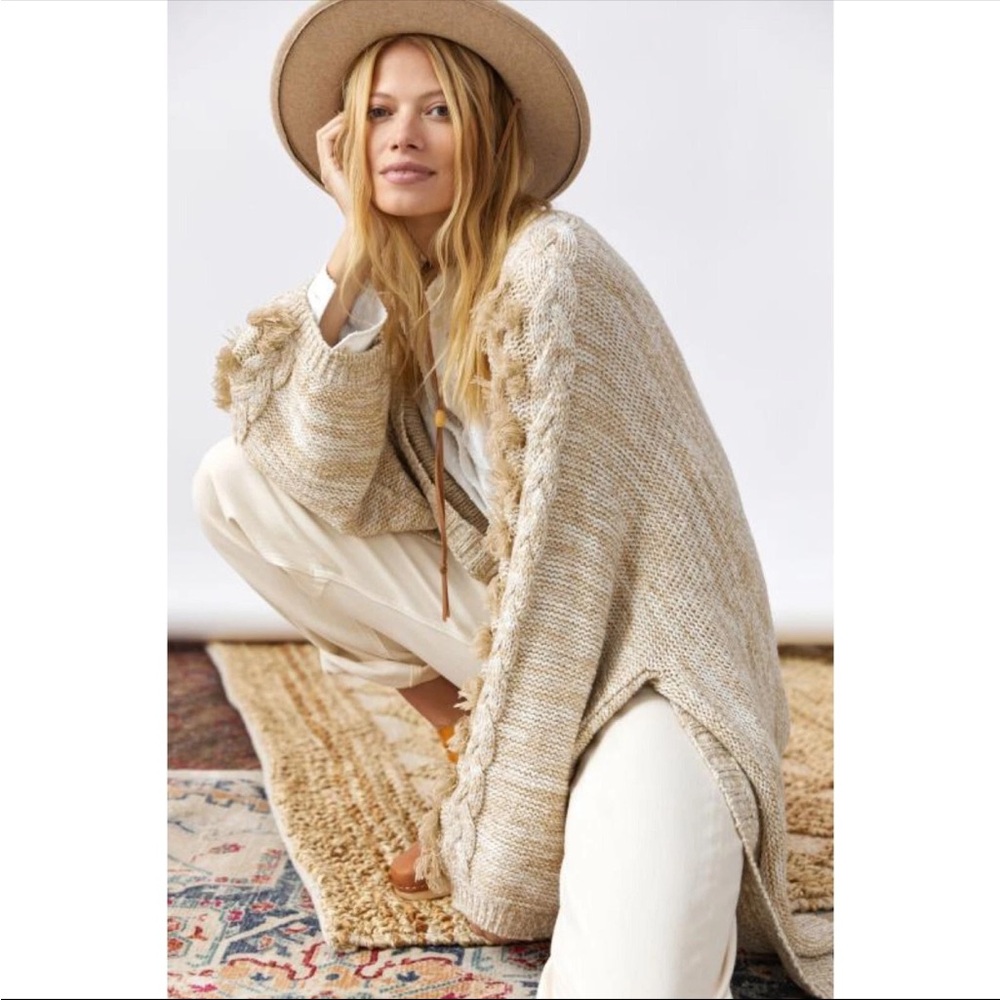 Anthropologie Braided-Sleeve Cardigan